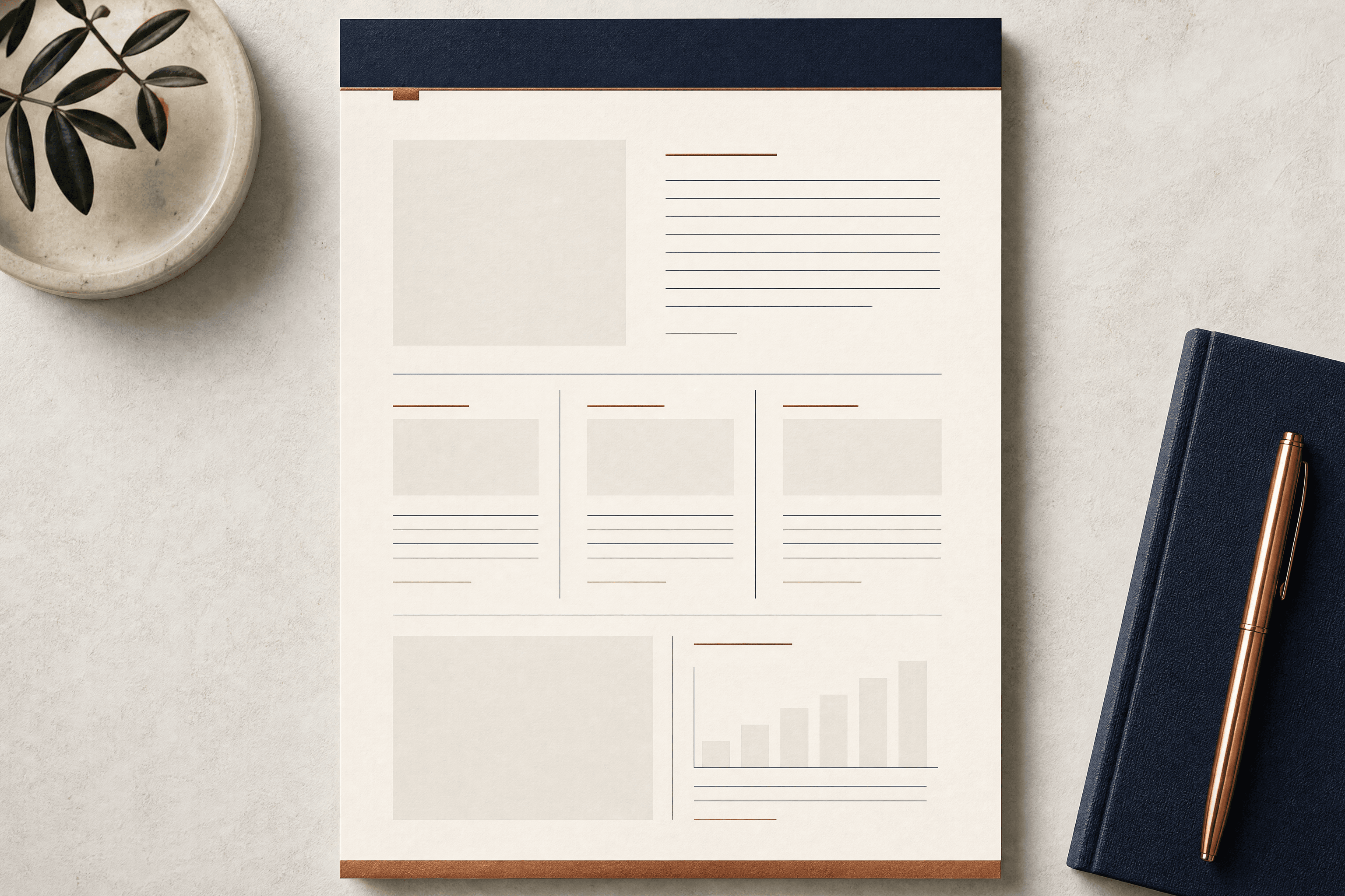 A single-page proposal layout with a refined typographic grid