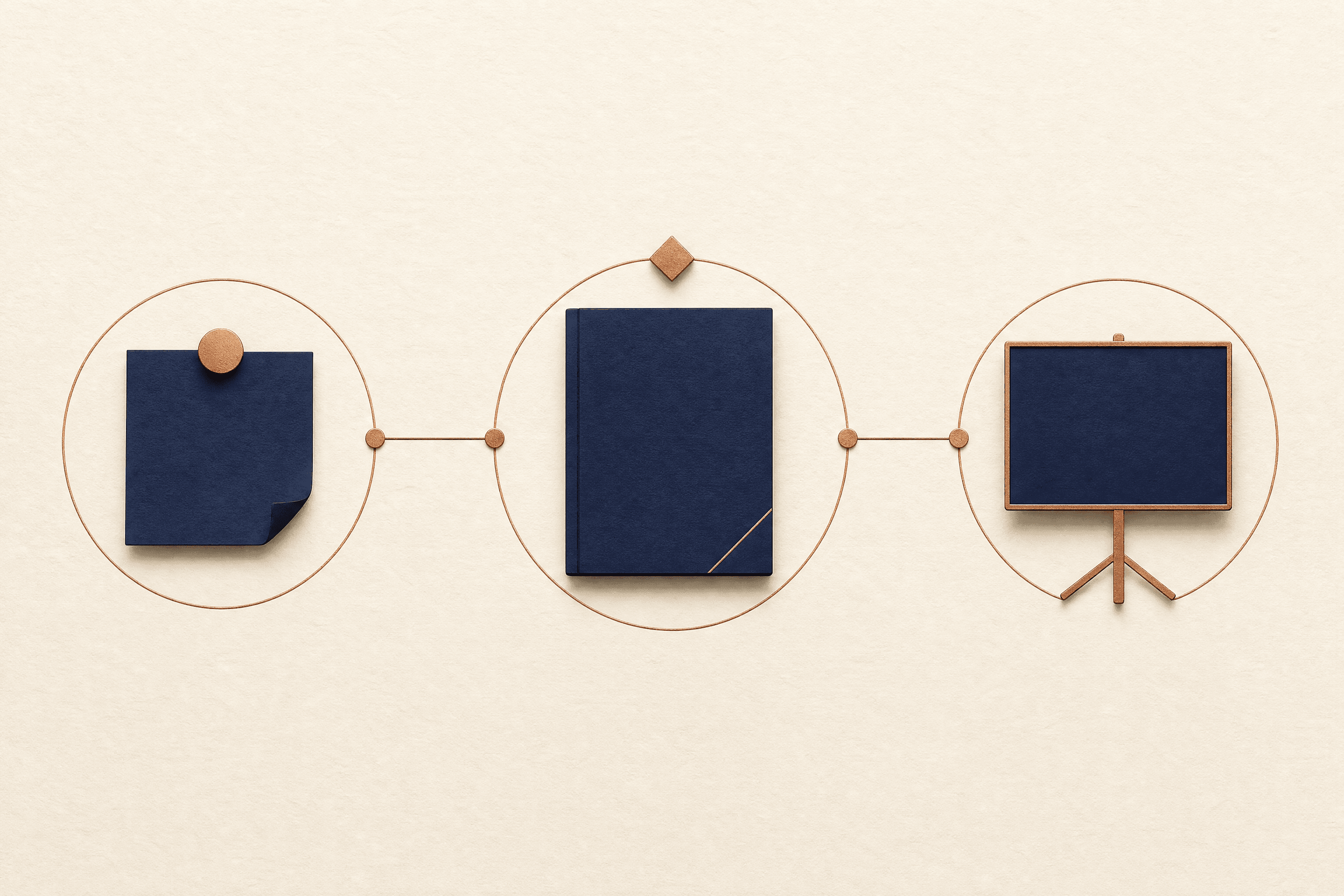 A minimal three-step diagram: brief, craft, pitch